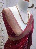 Georgette Banarasi with flower bush border - Image 18