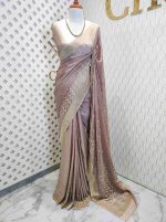 Georgette Banarasi with flower bush border - Image 15
