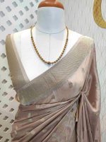 Georgette Banarasi with flower bush border - Image 13