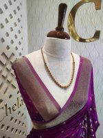 Georgette Banarasi with flower bush border - Image 10