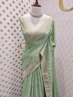 Georgette Banarasi with flower bush border - Image 55