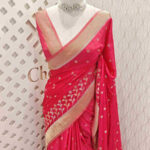 Georgette Banarasi with flower bush border