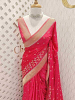 Georgette Banarasi with flower bush border
