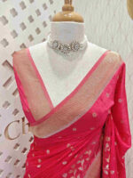 Georgette Banarasi with flower bush border - Image 2