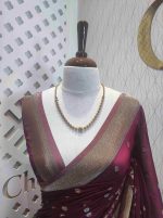 Georgette Banarasi with flower bush border - Image 4