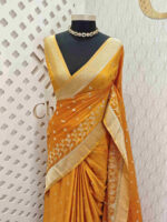 Georgette Banarasi with flower bush border - Image 59