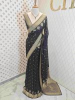 Georgette Banarasi with leaf tree border - Image 6