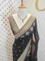 Georgette Banarasi with leaf tree border - Image 5