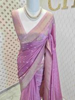 Georgette Banarasi with leaf tree border - Image 14