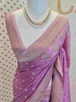 Georgette Banarasi with leaf tree border - Image 15