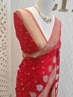 Georgette Banarasi with leaf tree border - Image 20