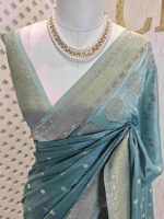 Georgette Banarasi with leaf tree border - Image 30