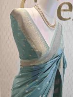 Georgette Banarasi with leaf tree border - Image 29