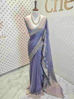 Georgette Banarasi with leaf tree border - Image 28