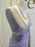 Georgette Banarasi with leaf tree border - Image 25