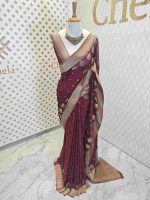 Georgette Banarasi with leaf tree border - Image 47