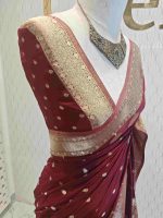 Georgette Banarasi with leaf tree border - Image 44