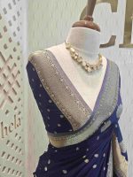 Georgette Banarasi with leaf tree border - Image 36