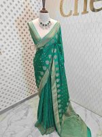 Georgette Banarasi with leaf tree border - Image 3