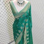 Georgette Banarasi with leaf tree border