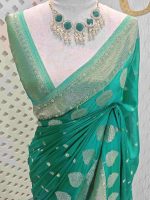 Georgette Banarasi with leaf tree border - Image 2