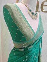 Georgette Banarasi with leaf tree border - Image 4