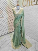 Georgette Banarasi with leaf tree border - Image 37