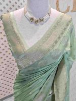 Georgette Banarasi with leaf tree border - Image 39