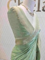 Georgette Banarasi with leaf tree border - Image 40