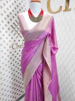 Georgette Banarasi with curved flower bouquet - Image 69