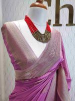 Georgette Banarasi with curved flower bouquet - Image 68