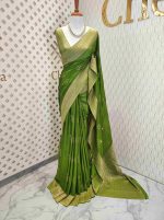 Georgette Banarasi with curved flower bouquet - Image 26