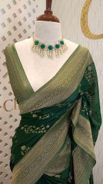 Georgette Banarasi with curved flower bouquet - Image 65