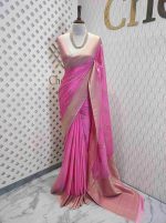 Georgette Banarasi with curved flower bouquet - Image 53