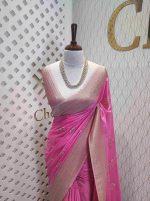 Georgette Banarasi with curved flower bouquet - Image 52