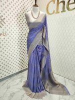 Georgette Banarasi with curved flower bouquet - Image 45