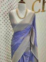 Georgette Banarasi with curved flower bouquet - Image 44