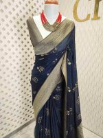 Georgette Banarasi with curved flower bouquet - Image 73