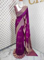 Georgette Banarasi with curved flower bouquet - Image 11