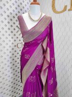 Georgette Banarasi with curved flower bouquet - Image 13