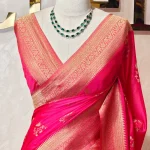 Georgette Banarasi with curved flower bouquet