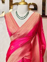 Georgette Banarasi with curved flower bouquet