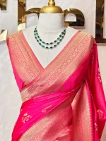 Georgette Banarasi with curved flower bouquet - Image 2