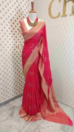 Georgette Banarasi with curved flower bouquet - Image 17
