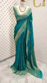 Georgette Banarasi with curved flower bouquet - Image 40