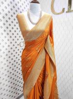 Georgette Banarasi with curved flower bouquet - Image 38