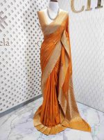 Georgette Banarasi with curved flower bouquet - Image 37