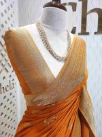 Georgette Banarasi with curved flower bouquet - Image 35