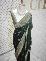 Georgette Banarasi with leaf tree border - Image 42