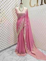 Georgette Banarasi with leaf tree border - Image 51